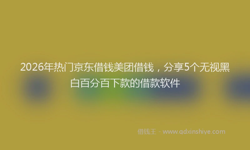 2026年热门京东借钱美团借钱，分享5个无视黑白百分百下款的借款软件