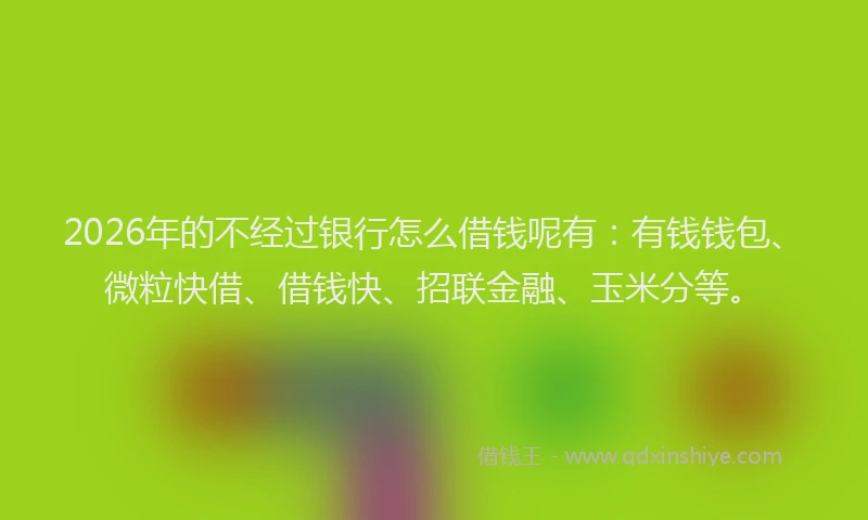 2026年的不经过银行怎么借钱呢有：有钱钱包、微粒快借、借钱快、招联金融、玉米分等。