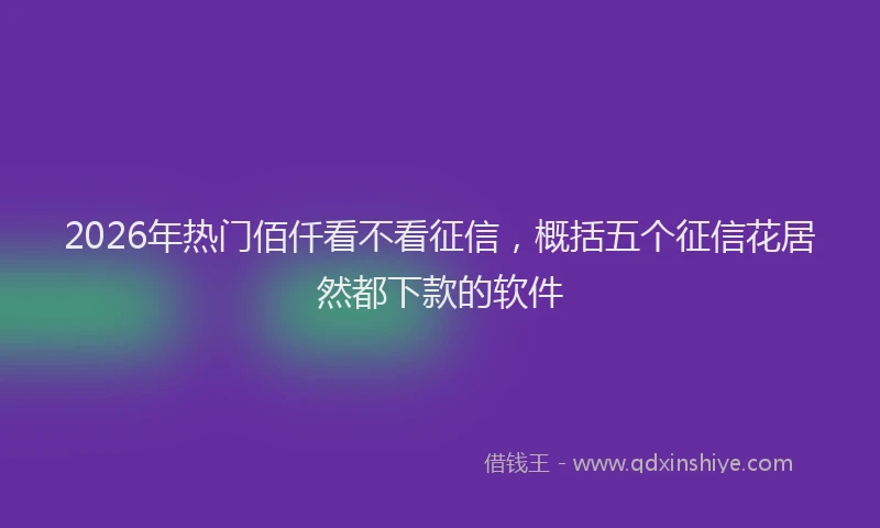 2026年热门佰仟看不看征信，概括五个征信花居然都下款的软件