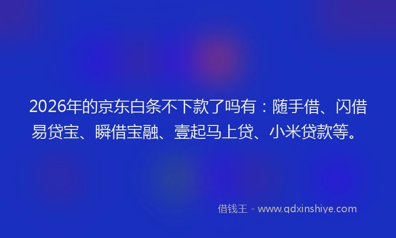 2026年的京东白条不下款了吗有：随手借、闪借易贷宝、瞬借宝融、壹起马上贷、小米贷款等。