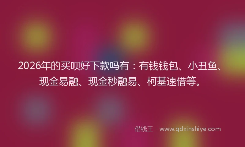 2026年的买呗好下款吗有：有钱钱包、小丑鱼、现金易融、现金秒融易、柯基速借等。