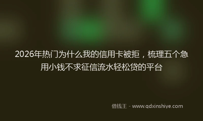 2026年热门为什么我的信用卡被拒，梳理五个急用小钱不求征信流水轻松贷的平台
