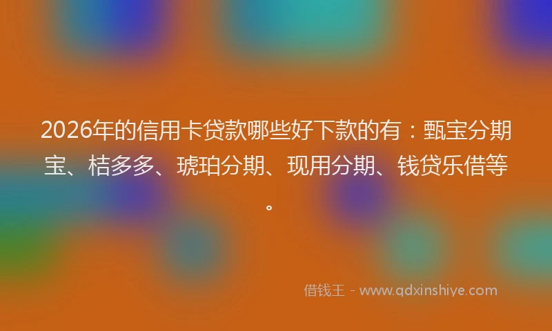 2026年的信用卡贷款哪些好下款的有：甄宝分期宝、桔多多、琥珀分期、现用分期、钱贷乐借等。
