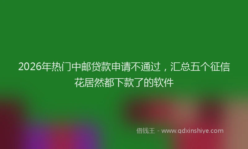 2026年热门中邮贷款申请不通过，汇总五个征信花居然都下款了的软件