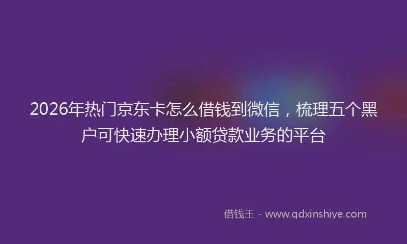 2026年热门京东卡怎么借钱到微信，梳理五个黑户可快速办理小额贷款业务的平台