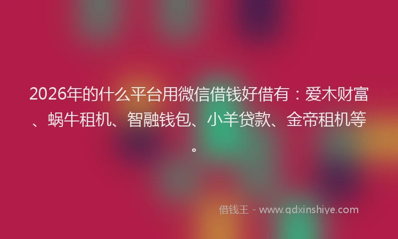 2026年的什么平台用微信借钱好借有：爱木财富、蜗牛租机、智融钱包、小羊贷款、金帝租机等。