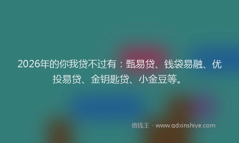 2026年的你我贷不过有：甄易贷、钱袋易融、优投易贷、金钥匙贷、小金豆等。