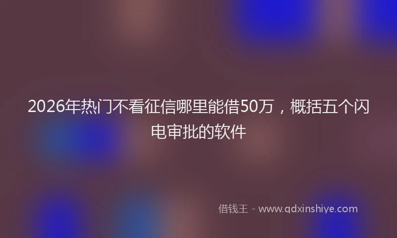 2026年热门不看征信哪里能借50万，概括五个闪电审批的软件