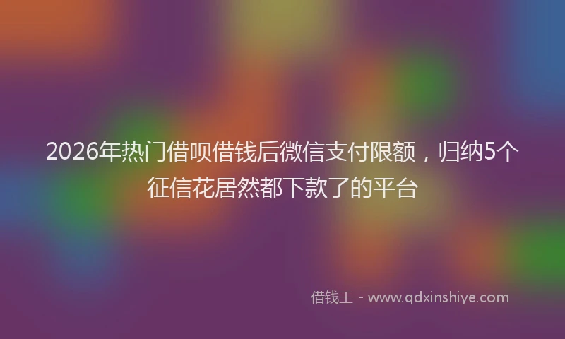 2026年热门借呗借钱后微信支付限额，归纳5个征信花居然都下款了的平台