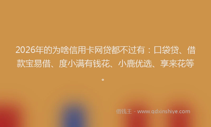 2026年的为啥信用卡网贷都不过有：口袋贷、借款宝易借、度小满有钱花、小鹿优选、享来花等。