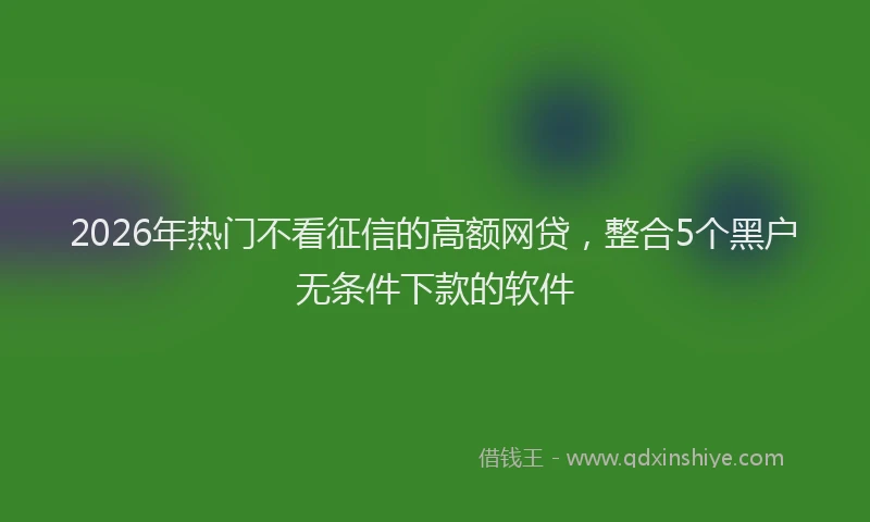 2026年热门不看征信的高额网贷，整合5个黑户无条件下款的软件