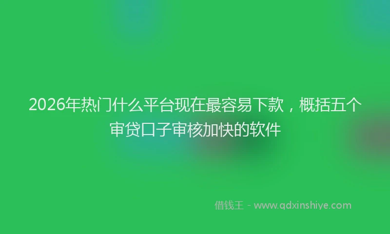 2026年热门什么平台现在最容易下款，概括五个审贷口子审核加快的软件