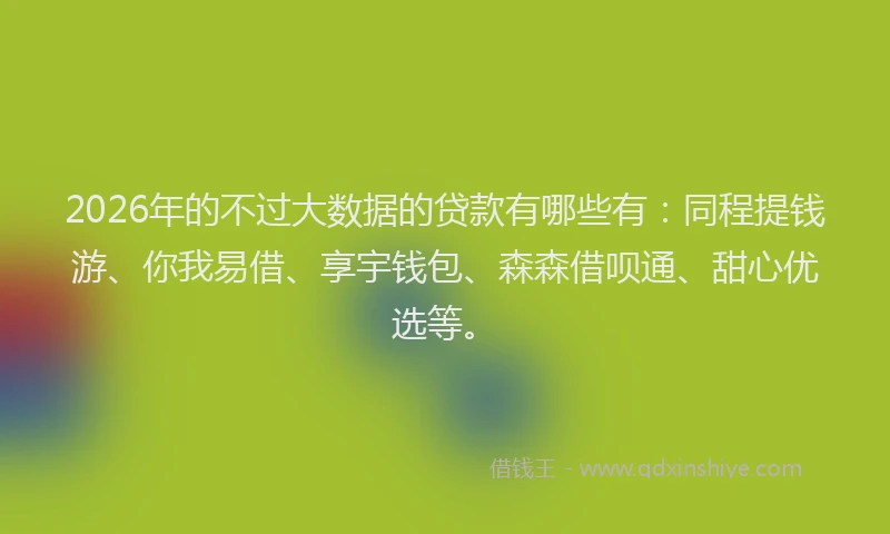 2026年的不过大数据的贷款有哪些有：同程提钱游、你我易借、享宇钱包、森森借呗通、甜心优选等。