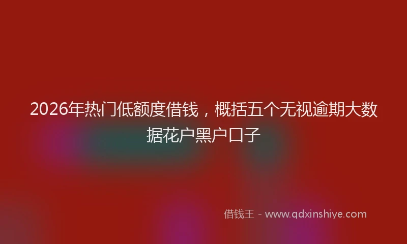 2026年热门低额度借钱，概括五个无视逾期大数据花户黑户口子