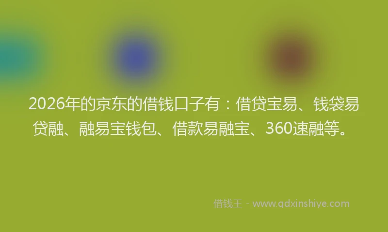 2026年的京东的借钱口子有：借贷宝易、钱袋易贷融、融易宝钱包、借款易融宝、360速融等。