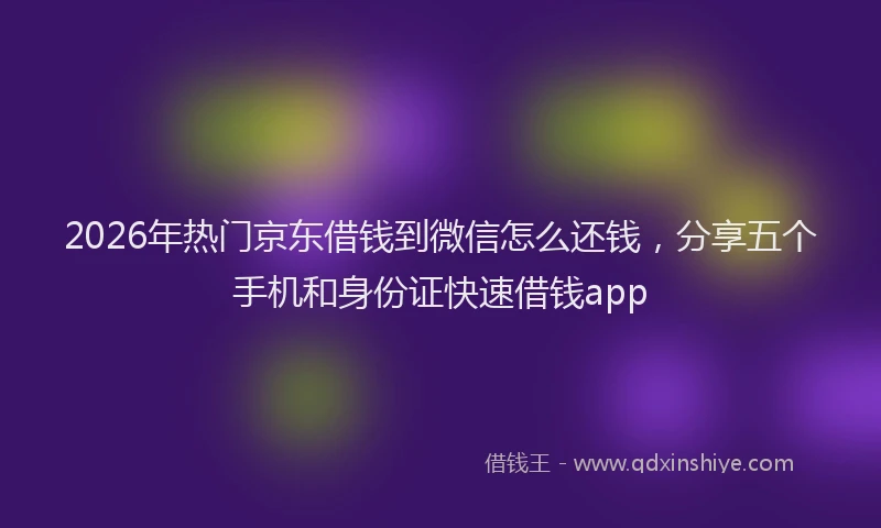 2026年热门京东借钱到微信怎么还钱，分享五个手机和身份证快速借钱app