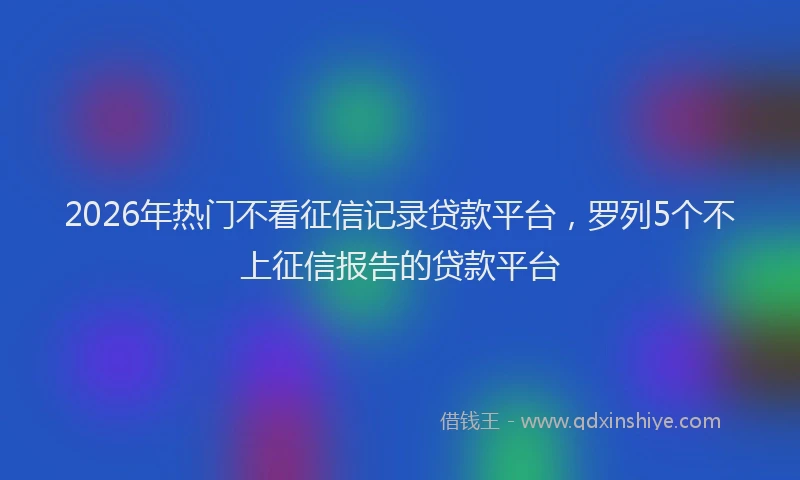 2026年热门不看征信记录贷款平台，罗列5个不上征信报告的贷款平台