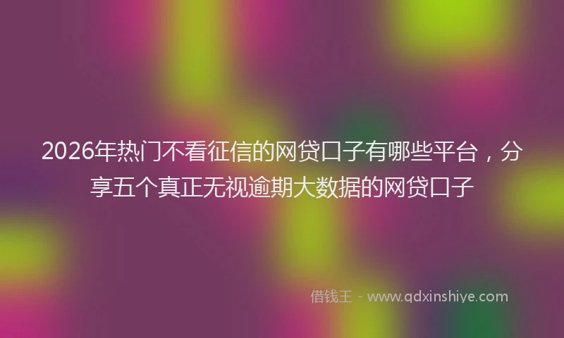 2026年热门不看征信的网贷口子有哪些平台，分享五个真正无视逾期大数据的网贷口子