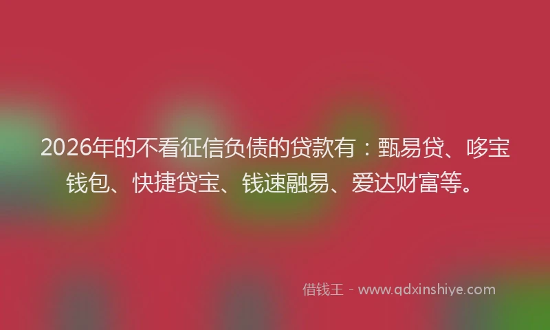 2026年的不看征信负债的贷款有：甄易贷、哆宝钱包、快捷贷宝、钱速融易、爱达财富等。