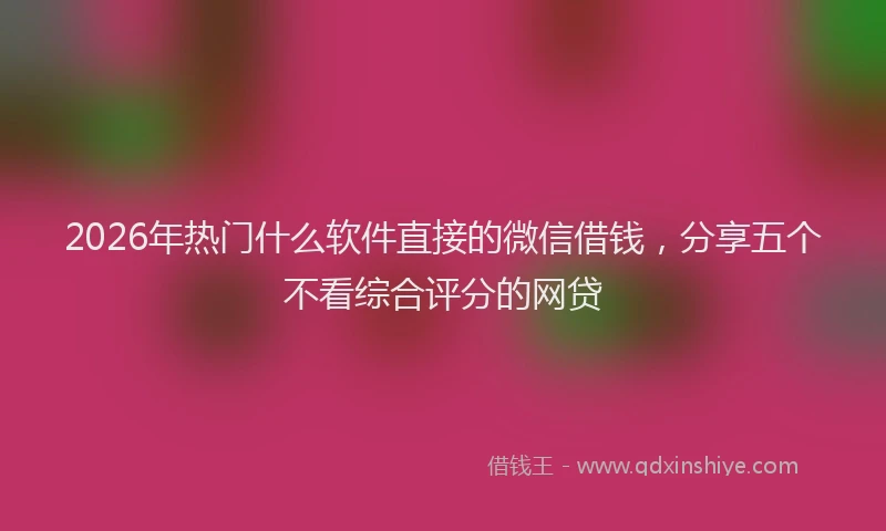 2026年热门什么软件直接的微信借钱，分享五个不看综合评分的网贷