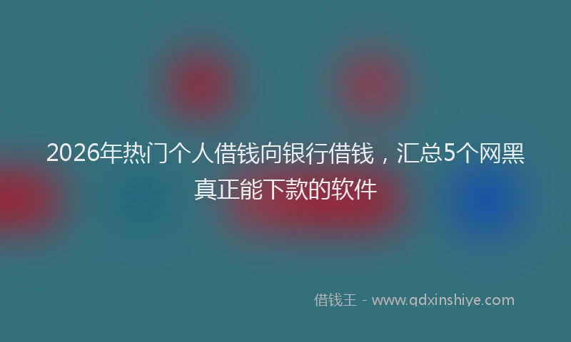 2026年热门个人借钱向银行借钱，汇总5个网黑真正能下款的软件