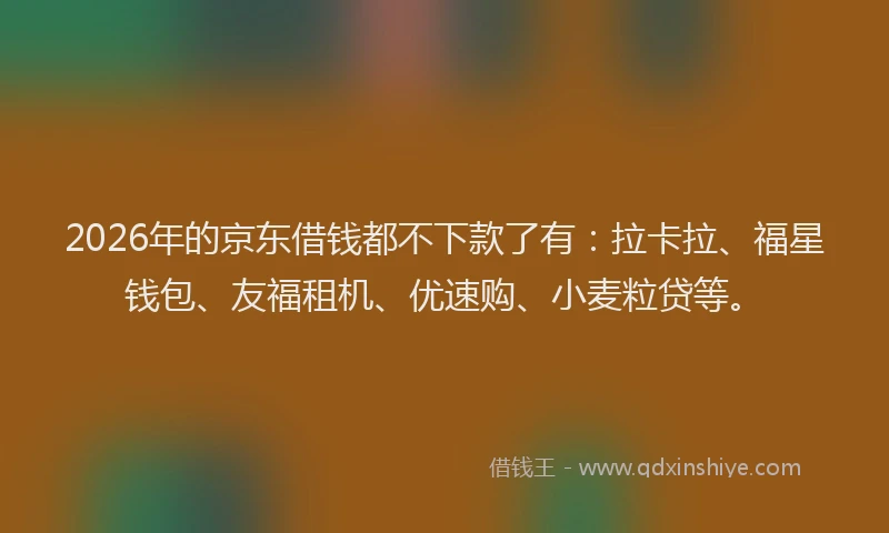 2026年的京东借钱都不下款了有：拉卡拉、福星钱包、友福租机、优速购、小麦粒贷等。