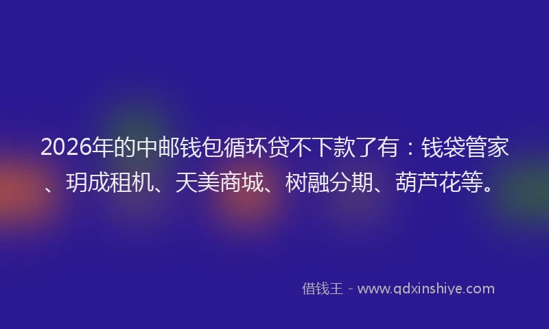 2026年的中邮钱包循环贷不下款了有：钱袋管家、玥成租机、天美商城、树融分期、葫芦花等。