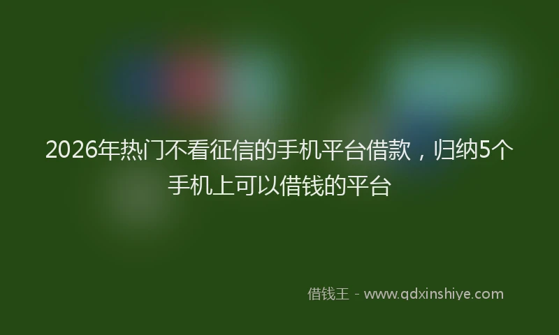 2026年热门不看征信的手机平台借款，归纳5个手机上可以借钱的平台