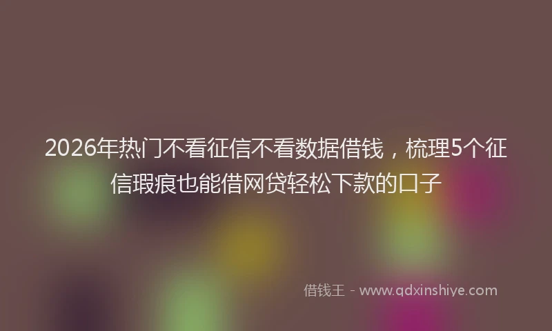 2026年热门不看征信不看数据借钱，梳理5个征信瑕疵也能借网贷轻松下款的口子