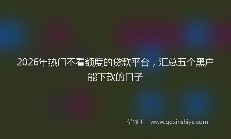 2026年热门不看额度的贷款平台，汇总五个黑户能下款的口子