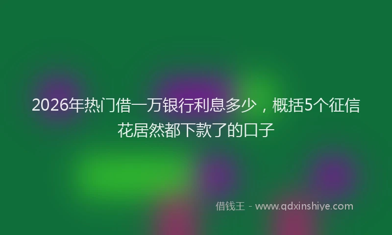 2026年热门借一万银行利息多少，概括5个征信花居然都下款了的口子