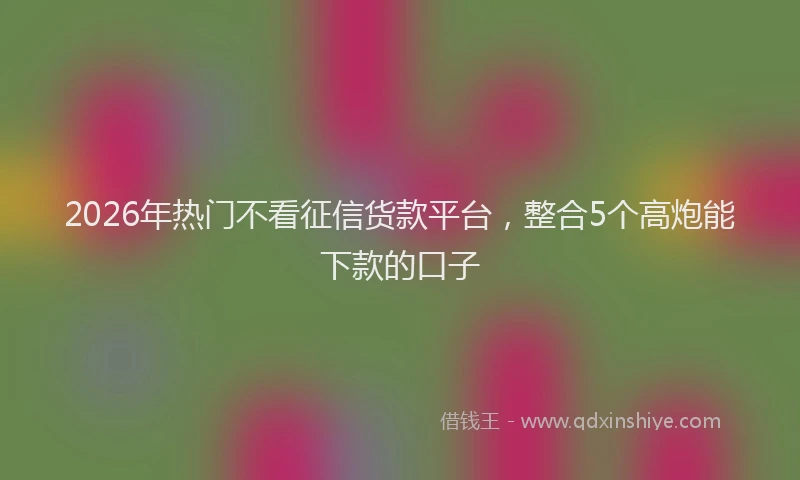 2026年热门不看征信货款平台，整合5个高炮能下款的口子