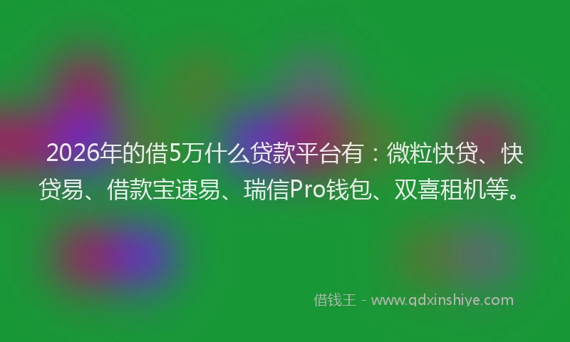 2026年的借5万什么贷款平台有：微粒快贷、快贷易、借款宝速易、瑞信Pro钱包、双喜租机等。