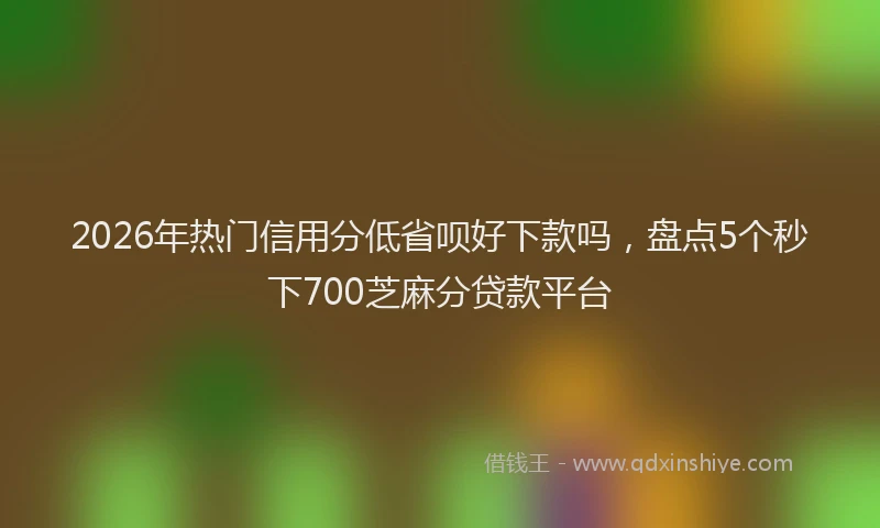 2026年热门信用分低省呗好下款吗，盘点5个秒下700芝麻分贷款平台