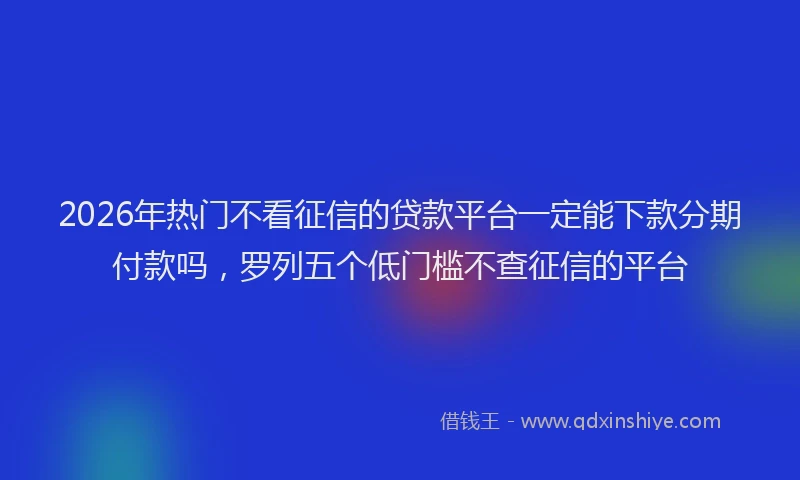 2026年热门不看征信的贷款平台一定能下款分期付款吗，罗列五个低门槛不查征信的平台