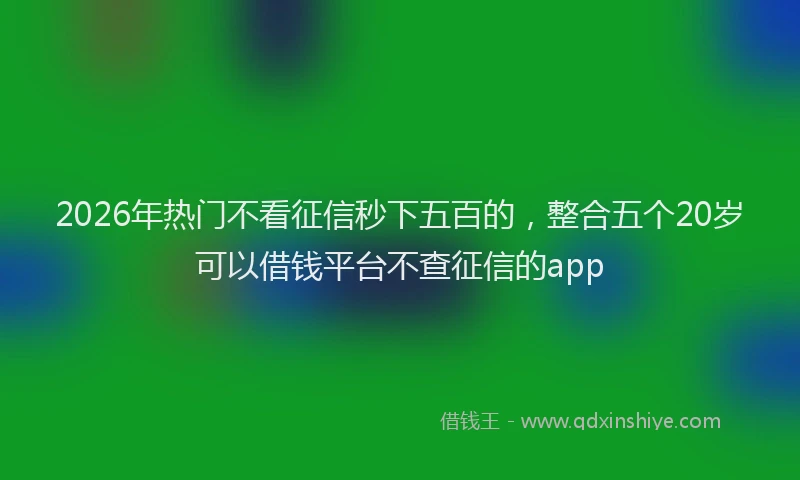 2026年热门不看征信秒下五百的，整合五个20岁可以借钱平台不查征信的app