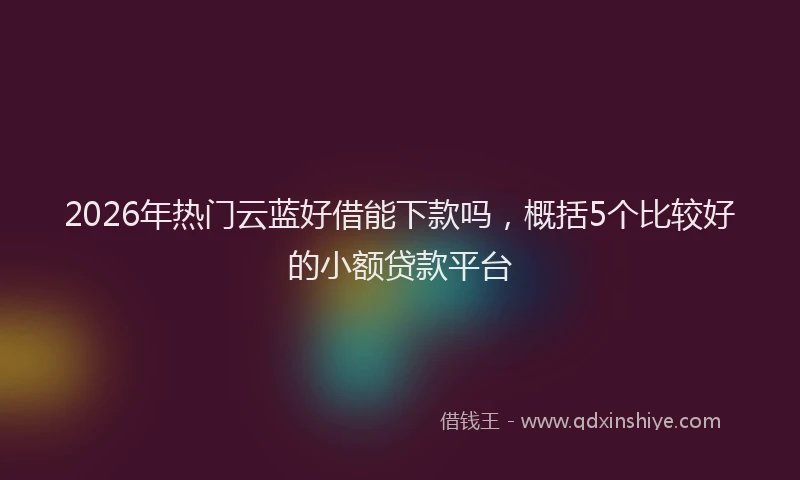 2026年热门云蓝好借能下款吗，概括5个比较好的小额贷款平台
