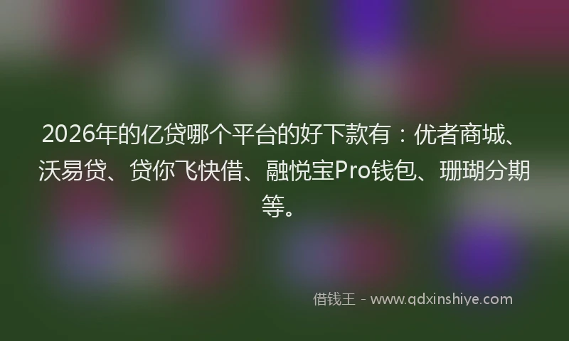2026年的亿贷哪个平台的好下款有：优者商城、沃易贷、贷你飞快借、融悦宝Pro钱包、珊瑚分期等。