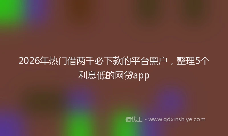 2026年热门借两千必下款的平台黑户，整理5个利息低的网贷app