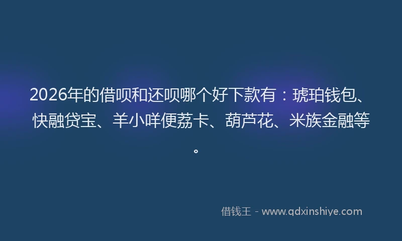 2026年的借呗和还呗哪个好下款有：琥珀钱包、快融贷宝、羊小咩便荔卡、葫芦花、米族金融等。