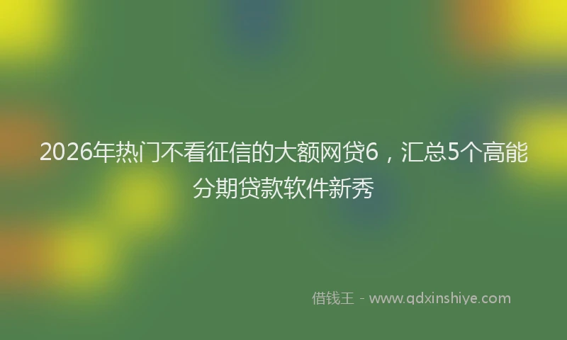 2026年热门不看征信的大额网贷6，汇总5个高能分期贷款软件新秀