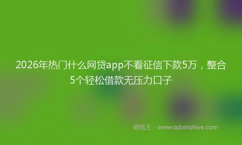 2026年热门什么网贷app不看征信下款5万，整合5个轻松借款无压力口子