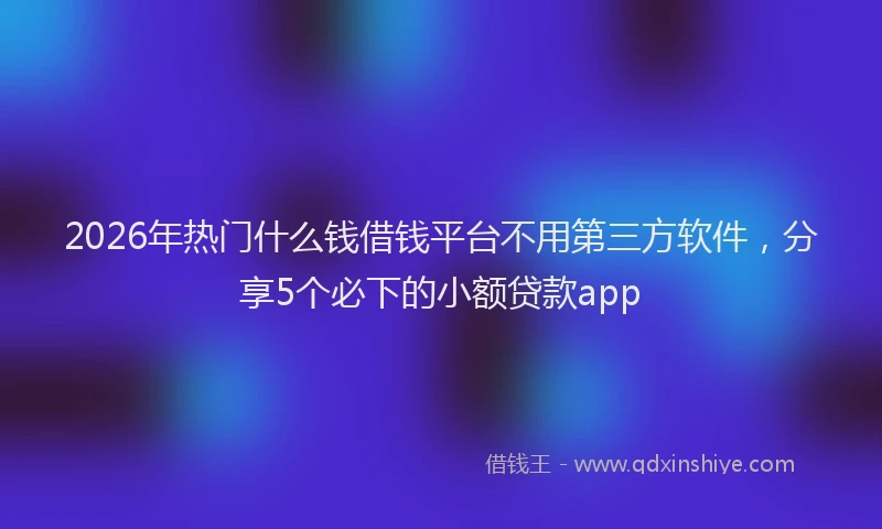 2026年热门什么钱借钱平台不用第三方软件，分享5个必下的小额贷款app