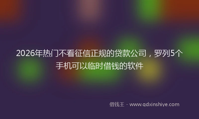 2026年热门不看征信正规的贷款公司，罗列5个手机可以临时借钱的软件