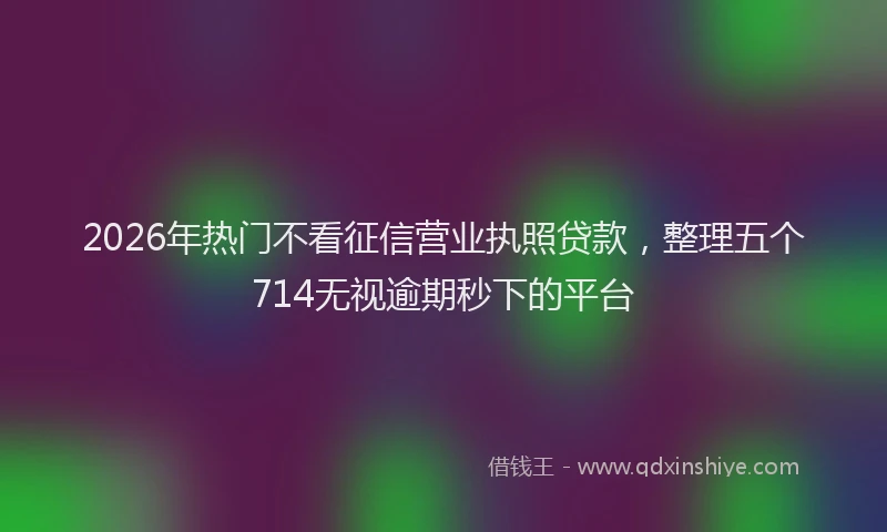 2026年热门不看征信营业执照贷款，整理五个714无视逾期秒下的平台