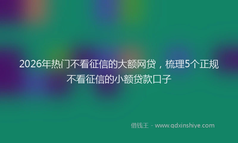 2026年热门不看征信的大额网贷，梳理5个正规不看征信的小额贷款口子