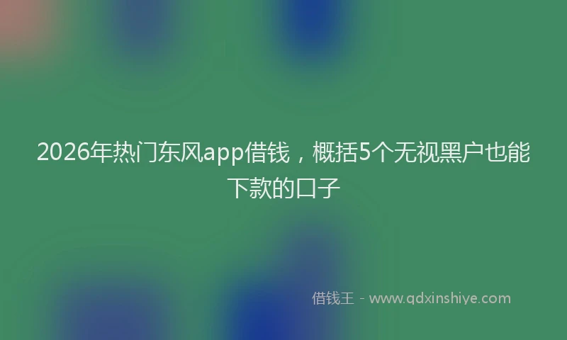 2026年热门东风app借钱，概括5个无视黑户也能下款的口子