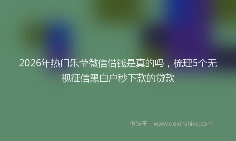 2026年热门乐莹微信借钱是真的吗，梳理5个无视征信黑白户秒下款的贷款