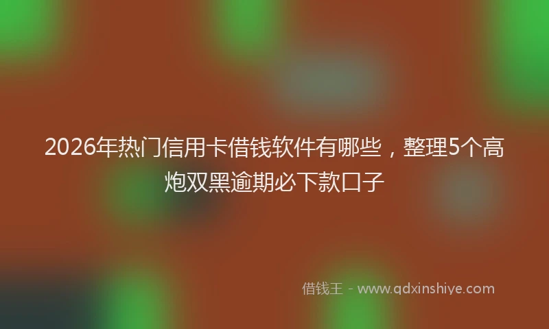 2026年热门信用卡借钱软件有哪些，整理5个高炮双黑逾期必下款口子