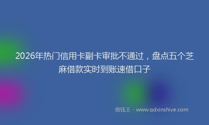 2026年热门信用卡副卡审批不通过，盘点五个芝麻借款实时到账速借口子